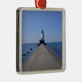 North Pierhead Lighthouse, Ludington, MI Ornament Aus Metall