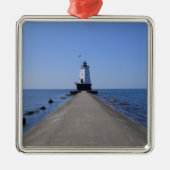 North Pierhead Lighthouse, Ludington, MI Ornament Aus Metall (Vorne)
