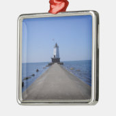North Pierhead Lighthouse, Ludington, MI Ornament Aus Metall (Links)