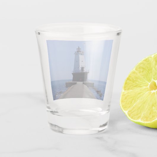 North Pierhead Lighthouse, Ludington, MI Schnapsglas (Rückseite)