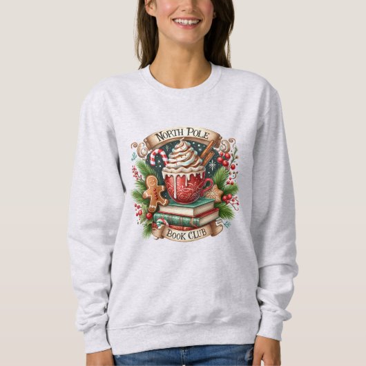 North Pole Book Club Gemütliche Weihnachten Sweatshirt (Vorderseite)