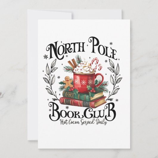 North Pole Book Club Hot Cocoa Weihnachten Ankündigung (Vorderseite)