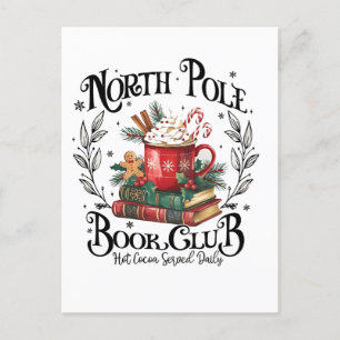 North Pole Book Club Hot Cocoa Weihnachten Ankündigungspostkarte