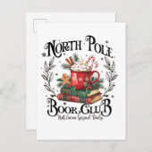 North Pole Book Club Hot Cocoa Weihnachten Ankündigungspostkarte (Vorne/Hinten)