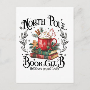 North Pole Book Club Hot Cocoa Weihnachten Ankündigungspostkarte