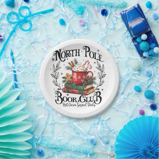 North Pole Book Club Hot Cocoa Weihnachten Pappteller (Party)