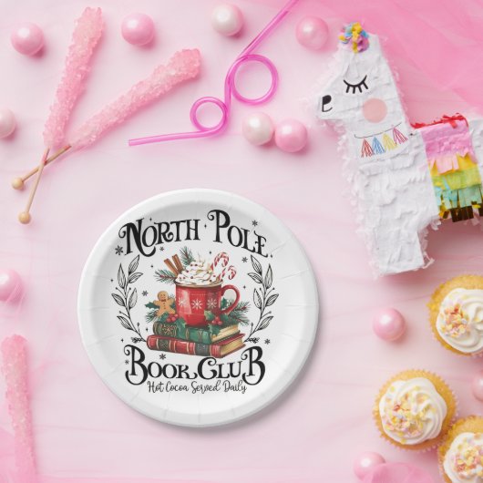North Pole Book Club Hot Cocoa Weihnachten Pappteller (Party)