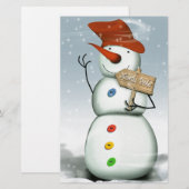 North Pole Bound Snowman Briefpapier (Vorne/Hinten)