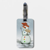 North Pole Bound Snowman Gepäckanhänger (Rückseite vertikal)