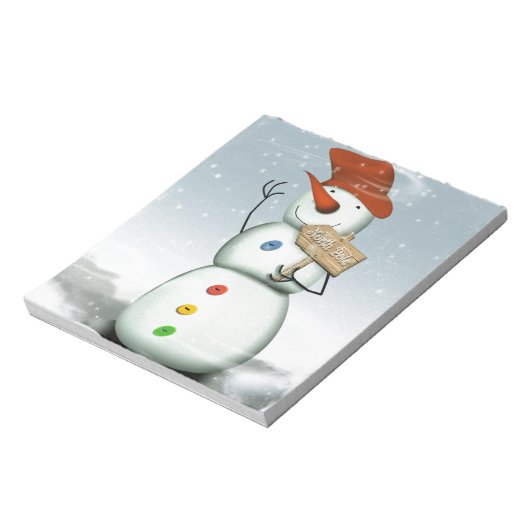North Pole Bound Snowman Notizblock (Rotiert)