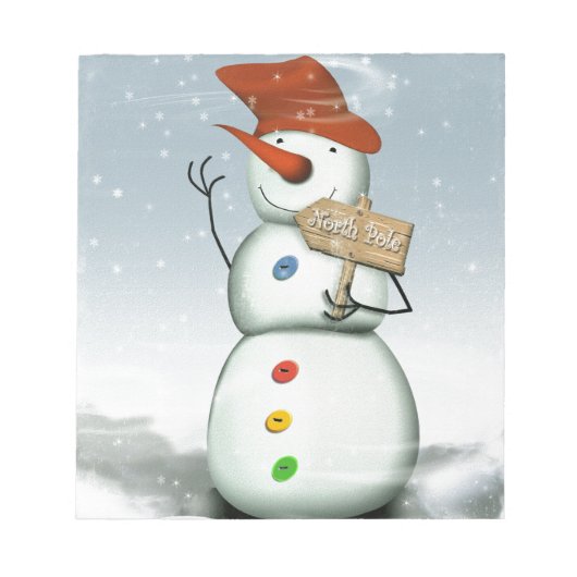 North Pole Bound Snowman Notizblock (Vorderseite)