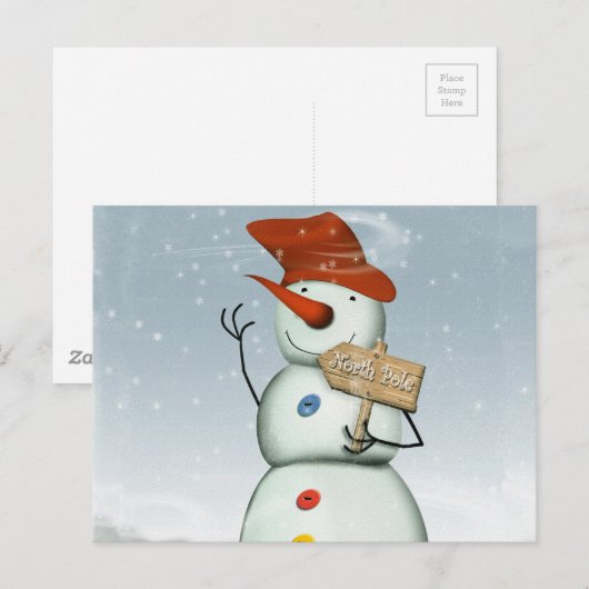 North Pole Bound Snowman Postkarte (Vorne/Hinten)