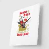 North Pole Cheer Quadratische Wanduhr (Winkel)