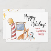 North Pole Corgi Festivals Weihnachtskarte Dankeskarte (Vorne/Hinten)