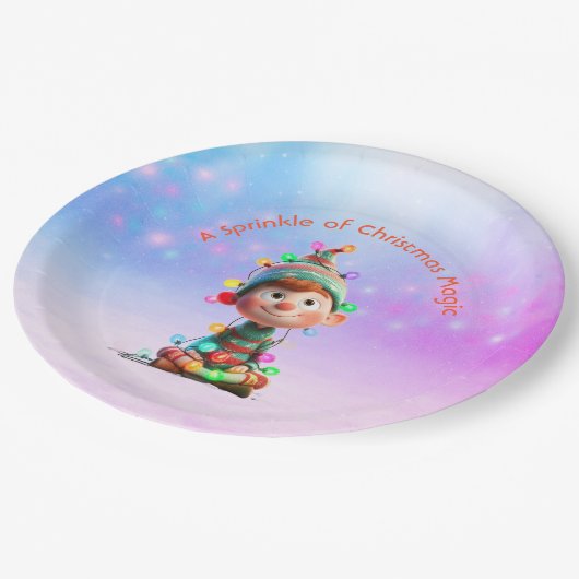 North Pole Elf Celebration | Christmas Magic Pappteller (Schrägansicht)