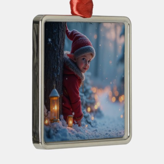 North pole Elf in the winter Ornament Aus Metall