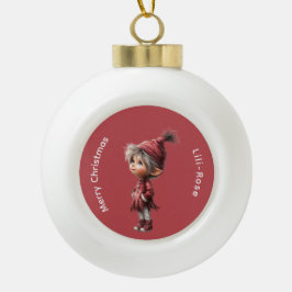 North Pole Elf Magic Whimsical Christmas KeepsakE Keramik Kugel-Ornament