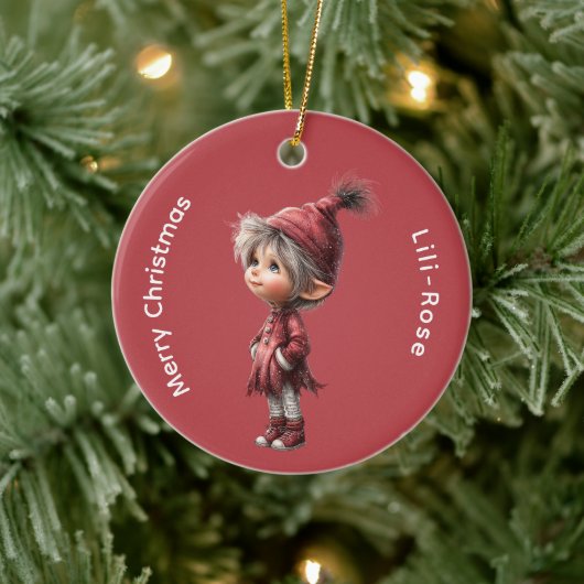 North Pole Elf Magic Whimsical Christmas KeepsakE Keramik Ornament (Baum)
