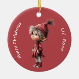 North Pole Elf Magic Whimsical Christmas KeepsakE Keramik Ornament