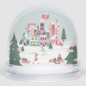 North Pole Elf Workshop Santa Pink Village Photo Schneekugeln (Vorderseite)