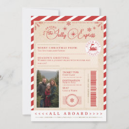 North Pole Express Bahn Ticket Weihnachtsfest Foto Feiertagskarte