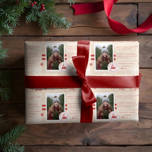North Pole Express Bahn Ticket Weihnachtsfest Foto Geschenkpapier