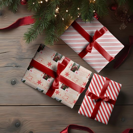 North Pole Express Bahn Ticket Weihnachtsfest Foto Geschenkpapier Set