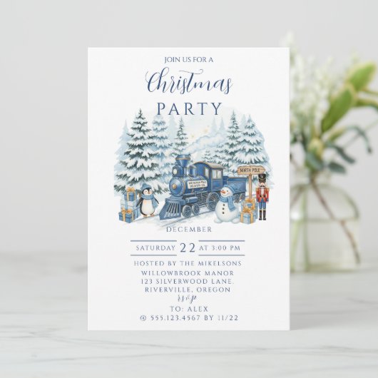 North Pole Express Christmas Einladung (Stehend Vorderseite)