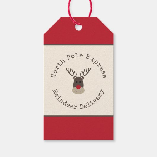 North Pole Express Rudolph Gift Tag Geschenkanhänger (Vorderseite)
