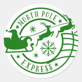 North Pole Express Santa Sleigh Weihnachten Briefm Runder Aufkleber