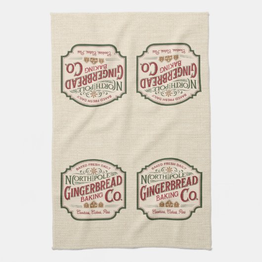 North Pole Gingerbrot Backend Weihnachten Geschirrtuch (Vertikal)
