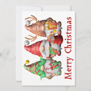 North Pole Gnomes Trio Christmas Card Feiertagskarte