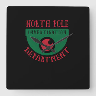 north pole investigation department quadratische wanduhr