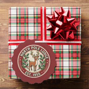 North Pole Lodge Weihnachtsrentier Aufkleber Ornament Karte