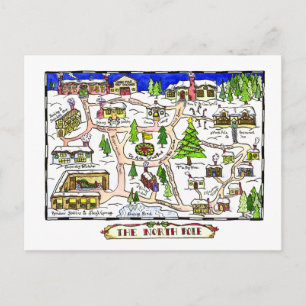 North Pole Map Weihnachtskarte Postkarte