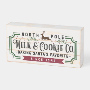 North Pole Milk & Cookie Co. Holzkisten Schild