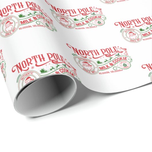 North Pole Milk Cookie Company Weihnachten Geschenkpapier (Rolleneckpunkt)
