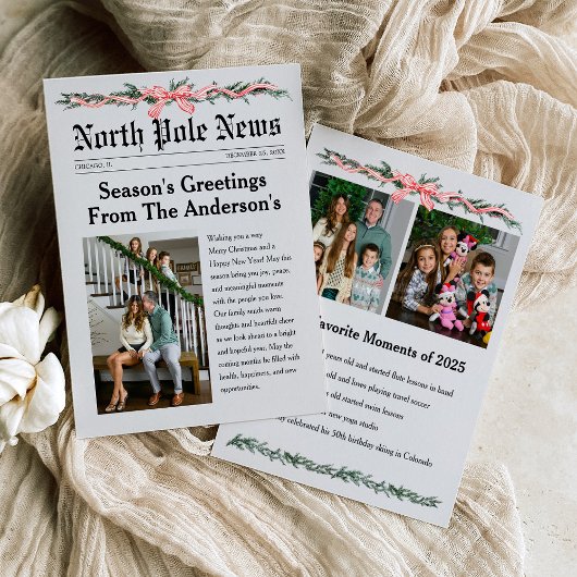 North Pole Newspaper Christmas Photo Card