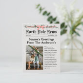 North Pole Newspaper Christmas Photo Card (Stehend Vorderseite)