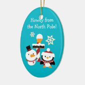 North Pole Penguin Snowman Kinder Weihnachten Keramikornament (Links)