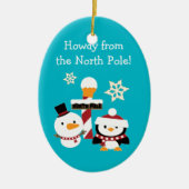 North Pole Penguin Snowman Kinder Weihnachten Keramikornament (Vorne)