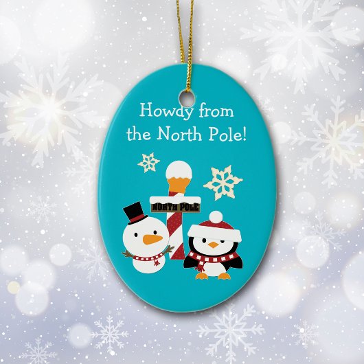 North Pole Penguin Snowman Kinder Weihnachten Keramikornament
