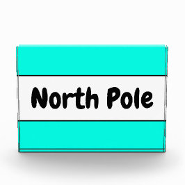 NORTH POLE Retro Bright Aqua Minze Weiße Streifen Fotoblock