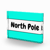 NORTH POLE Retro Bright Aqua Minze Weiße Streifen Fotoblock (Rechts)