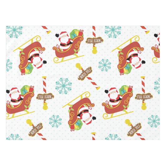 North Pole Santa Claus Holiday Tableclout Tischdecke (Vorderseite (Horizontal))