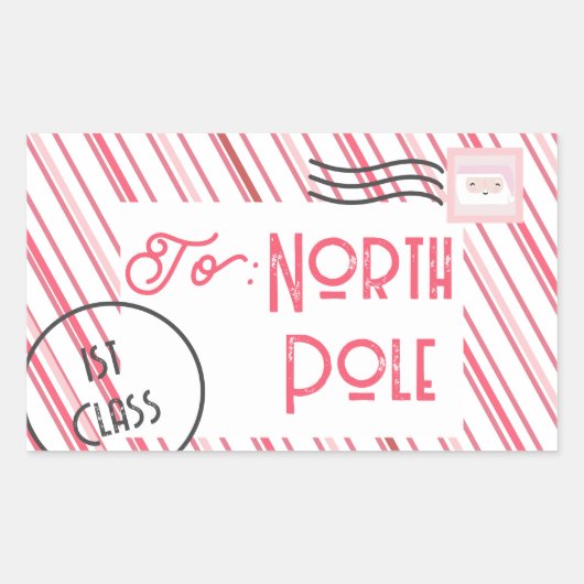 North Pole Santa Letter Kinder Weihnachten Rechteckiger Aufkleber (Vorderseite)