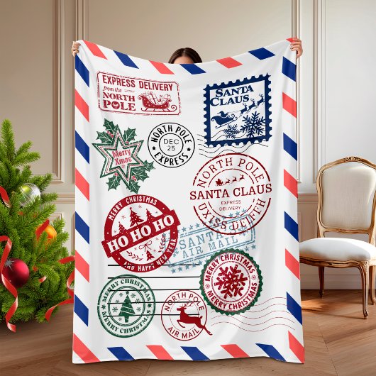 North Pole Santa Mail Christmas Fleecedecke