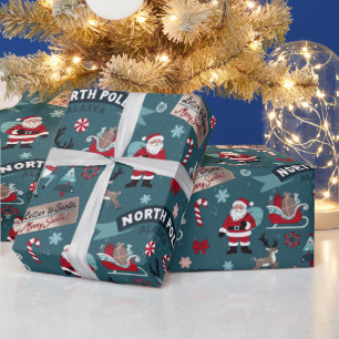 North Pole Santa Pattern — Festliche Weihnachten Geschenkpapier