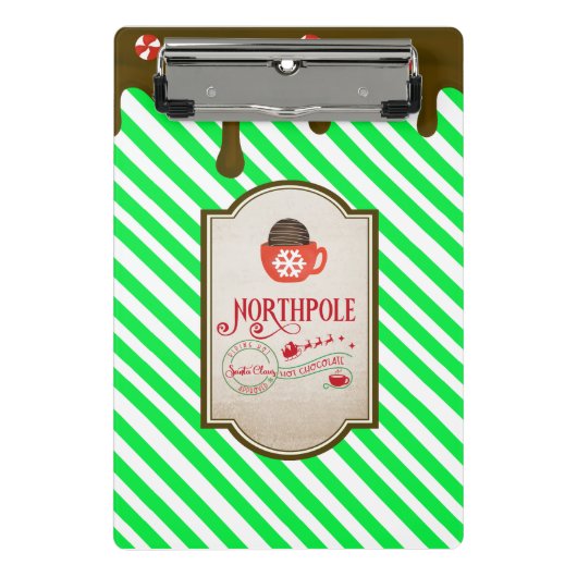 North Pole Santa Shop Weihnachtself Made Mini Klemmbrett (Vorderseite)