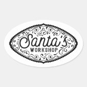 North Pole Santa's Workshop Ovaler Aufkleber (Vorderseite)
